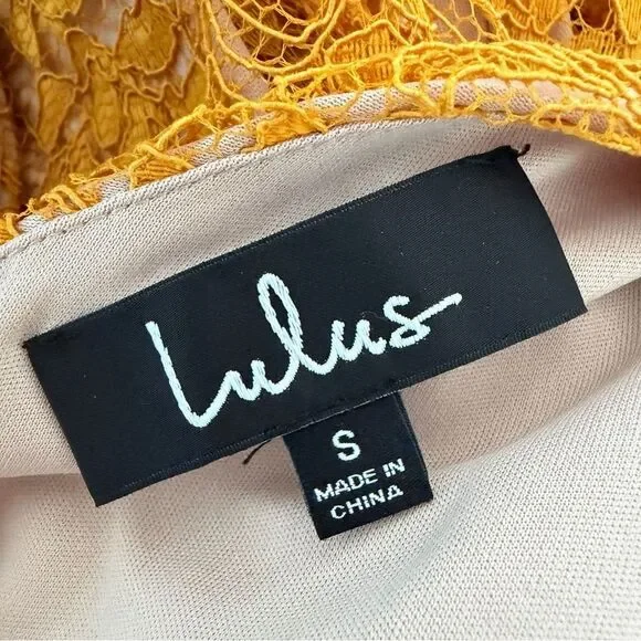 NWT Lulus All of My Heart Yellow Lace Skater Dress Size S - Picture 10 of 13